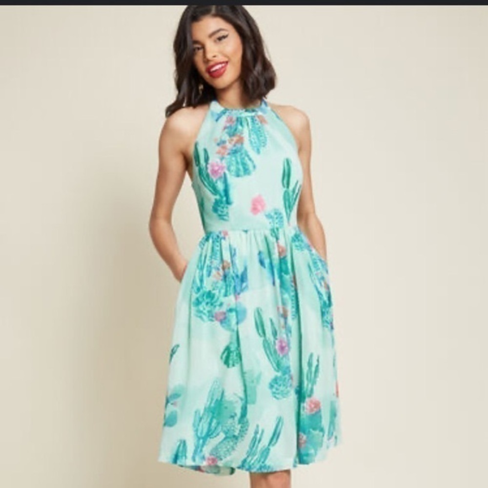 ModCloth Chiffon Cactus Dress - Picture 3 of 11
